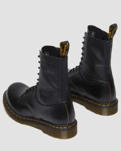 Dr. Martens Tall And Knee High Boots|Boots*1490 / 1461 MM6 Leather Lace Up Boots in Black Black — VINTAGE SMOOTH+VIRGINIA