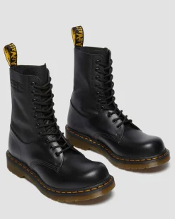 Dr. Martens Tall And Knee High Boots|Boots*1490 / 1461 MM6 Leather Lace Up Boots in Black Black — VINTAGE SMOOTH+VIRGINIA