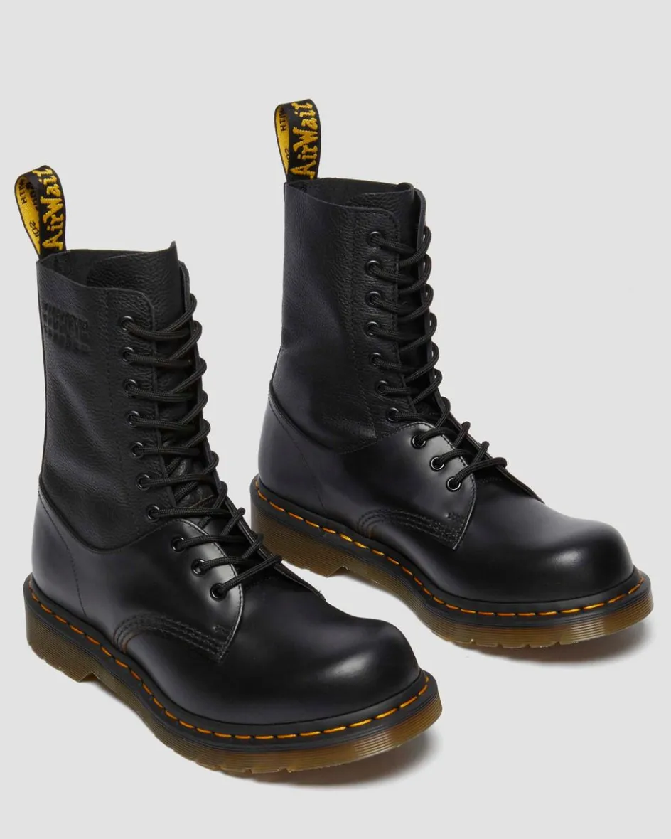 Dr. Martens Tall And Knee High Boots|Boots*1490 / 1461 MM6 Leather Lace Up Boots in Black Black — VINTAGE SMOOTH+VIRGINIA
