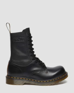 Dr. Martens Tall And Knee High Boots|Boots*1490 / 1461 MM6 Leather Lace Up Boots in Black Black — VINTAGE SMOOTH+VIRGINIA