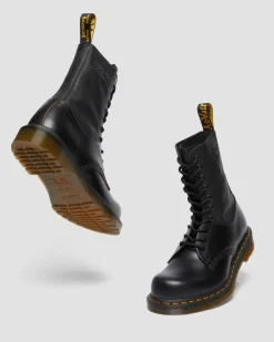 Dr. Martens Tall And Knee High Boots|Boots*1490 / 1461 MM6 Leather Lace Up Boots in Black Black — VINTAGE SMOOTH+VIRGINIA