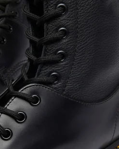 Dr. Martens Tall And Knee High Boots|Boots*1490 / 1461 MM6 Leather Lace Up Boots in Black Black — VINTAGE SMOOTH+VIRGINIA