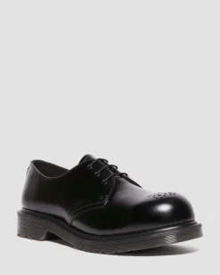 Dr. Martens Last Chance Styles|Last Chance Styles*1461 Analine Leather Steel Toe Shoes in Black Black — Analine
