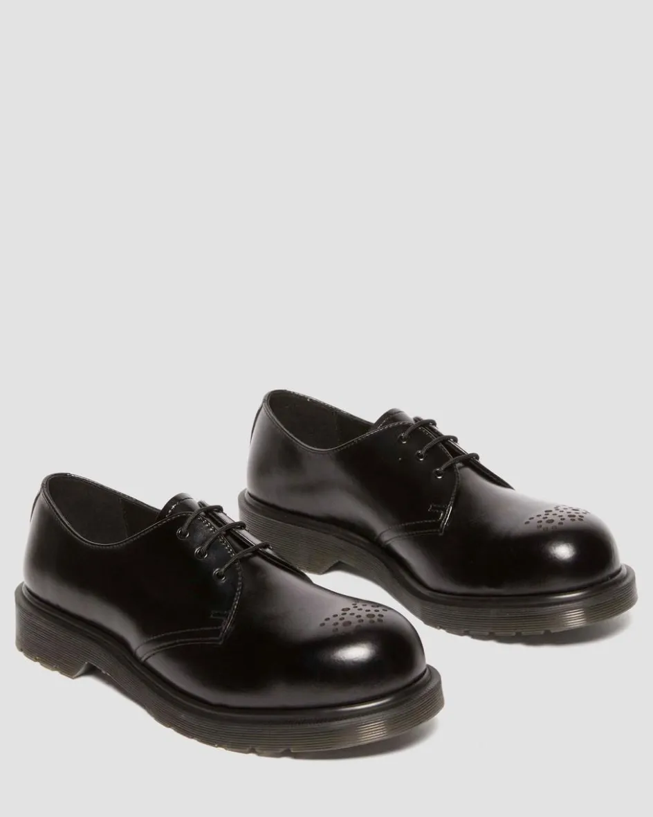 Dr. Martens Last Chance Styles|Last Chance Styles*1461 Analine Leather Steel Toe Shoes in Black Black — Analine