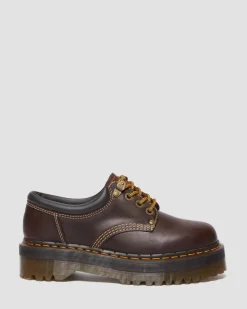 Dr. Martens Originals|Stand Tall: Platform Shoes*8053 Arc Crazy Horse Leather Platform Casual Shoes in Dark Brown Dark Brown — Crazy Horse