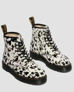 Dr. Martens New And Featured|Boots*1460 Bex Dalmatian Hair On Leather Boots in Cream & Black Cream & Black — Dalmatian Print Hair On