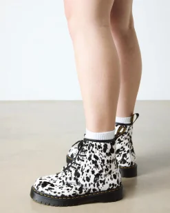 Dr. Martens New And Featured|Boots*1460 Bex Dalmatian Hair On Leather Boots in Cream & Black Cream & Black — Dalmatian Print Hair On