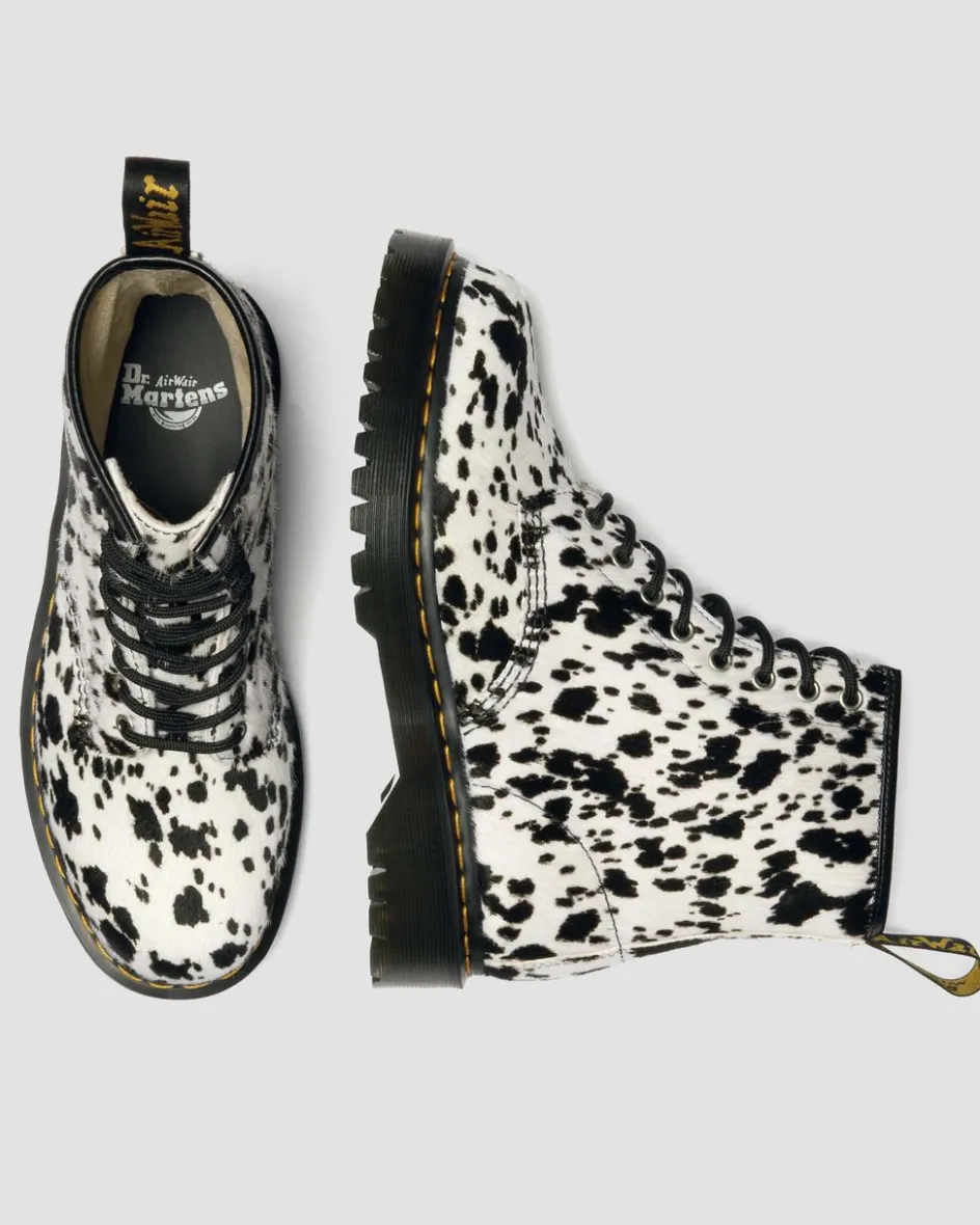 Dr. Martens New And Featured|Boots*1460 Bex Dalmatian Hair On Leather Boots in Cream & Black Cream & Black — Dalmatian Print Hair On
