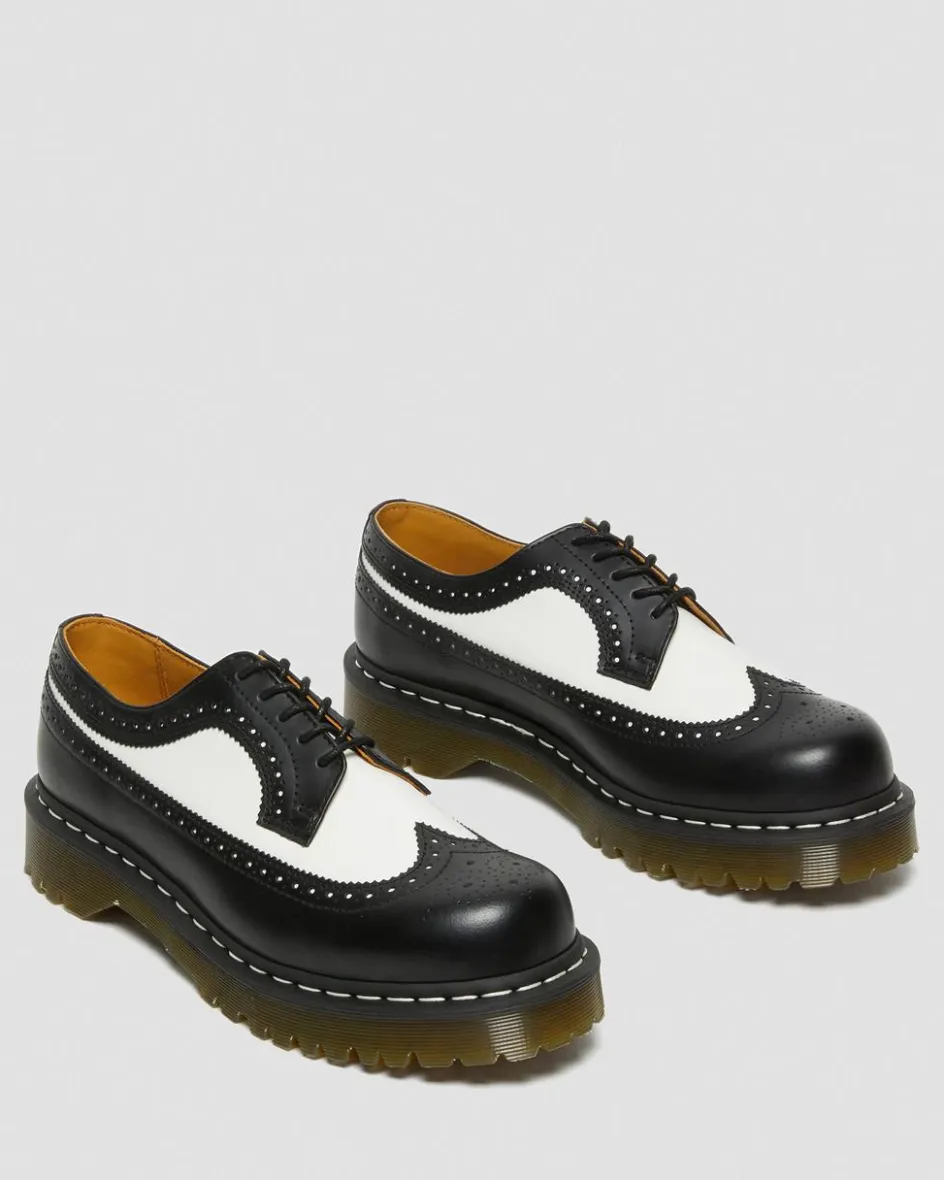 Dr. Martens Stand Tall: Platform Shoes|Shoes*3989 Bex Smooth Leather Brogue Shoes in Black Black — Smooth Leather