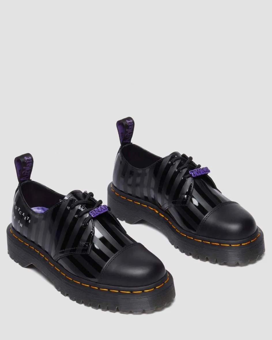 Dr. Martens Collaborations|Collaborations*1461 BEX WEDNESDAY PLATFORM SHOES in Black Black — Smooth Leather