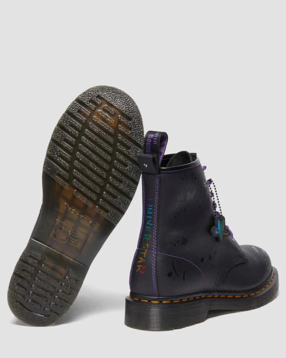 Dr. Martens Collaborations|Collaborations*1460 BT21 Leather Lace Up Boots in Black Black — Nappa Leather