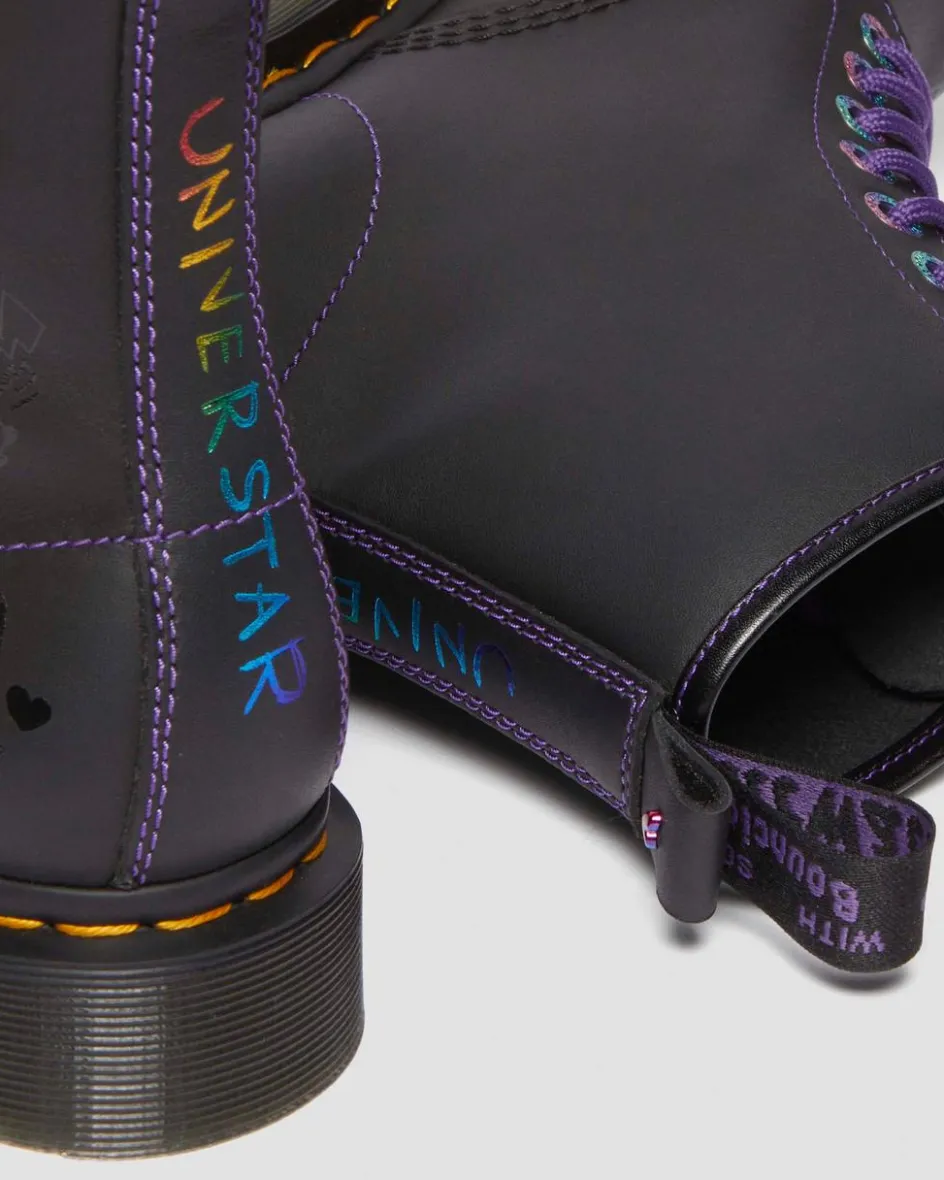 Dr. Martens Collaborations|Collaborations*1460 BT21 Leather Lace Up Boots in Black Black — Nappa Leather