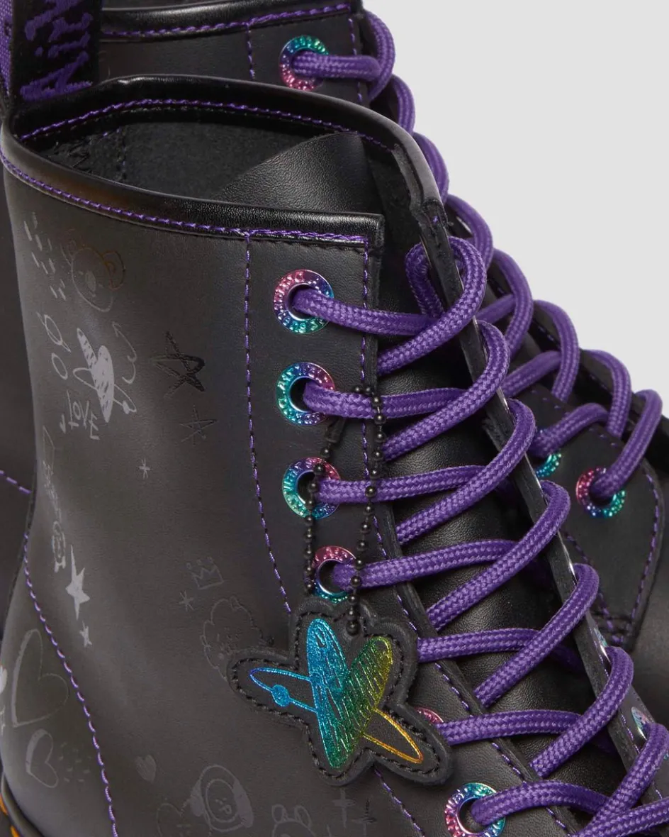 Dr. Martens Collaborations|Collaborations*1460 BT21 Leather Lace Up Boots in Black Black — Nappa Leather