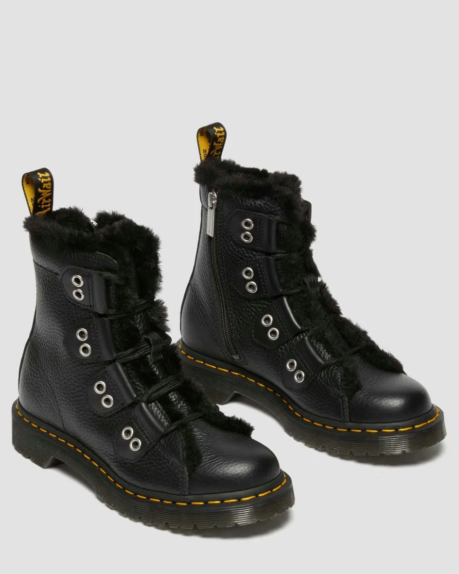 Dr. Martens Winter Boots|Last Chance Styles*1460 Faux Fur Lined Leather Lace Up Boots in Black