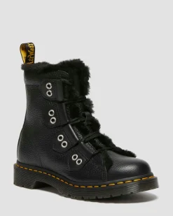 Dr. Martens Winter Boots|Last Chance Styles*1460 Faux Fur Lined Leather Lace Up Boots in Black