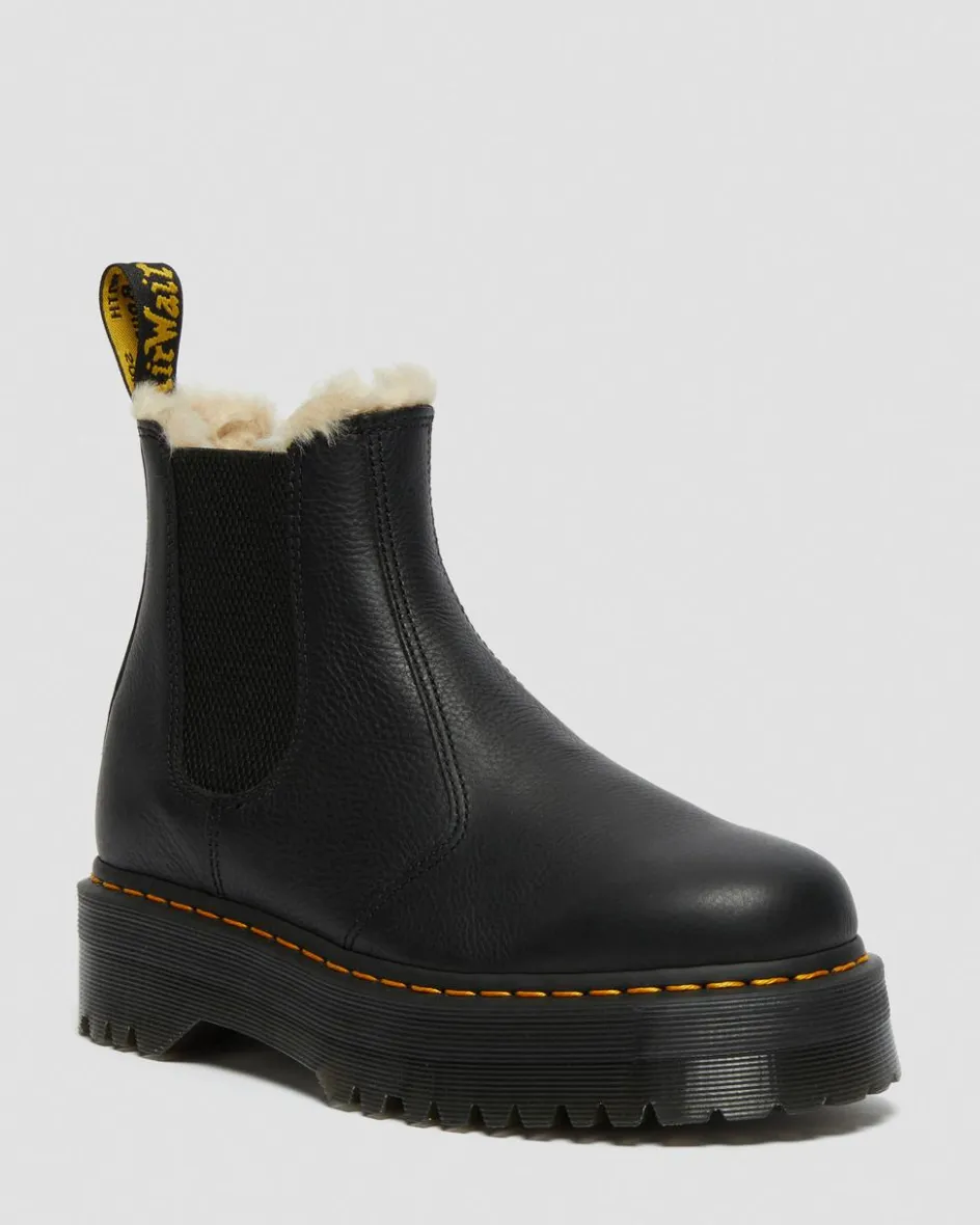 Dr. Martens Boots|Chelsea Boots*2976 Faux Fur Lined Platform Chelsea Boots in Black Black — Pisa