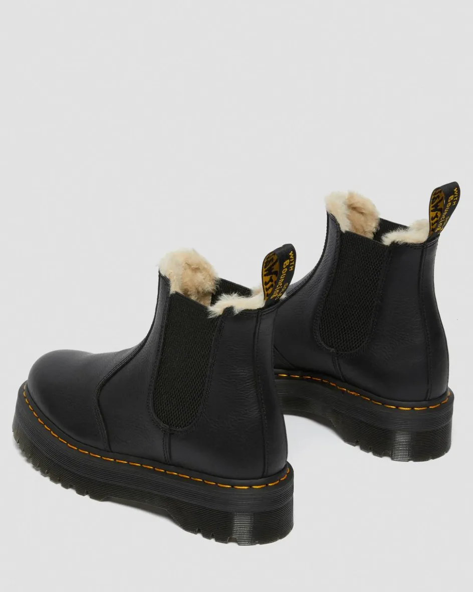 Dr. Martens Boots|Chelsea Boots*2976 Faux Fur Lined Platform Chelsea Boots in Black Black — Pisa