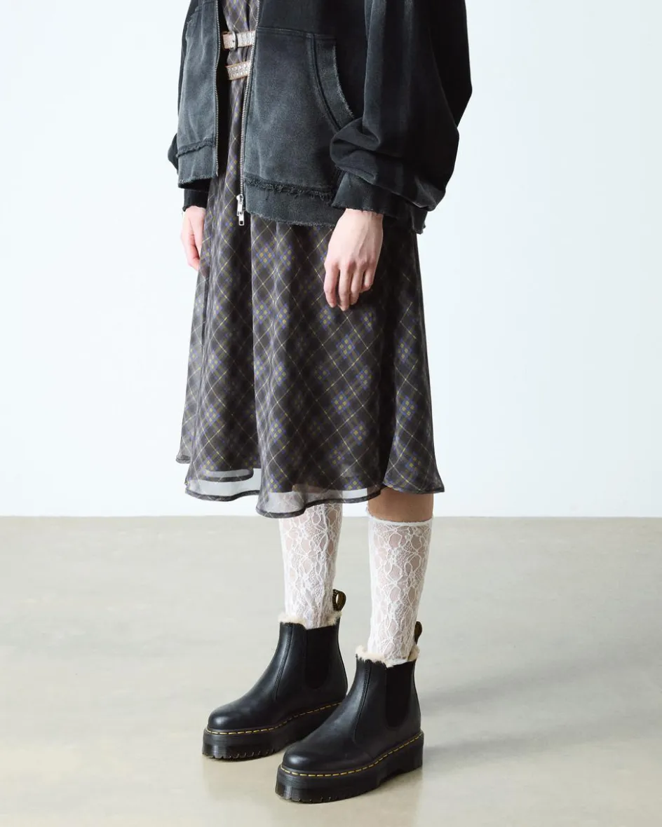 Dr. Martens Boots|Chelsea Boots*2976 Faux Fur Lined Platform Chelsea Boots in Black Black — Pisa