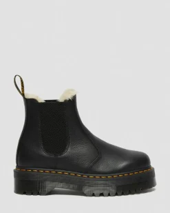 Dr. Martens Boots|Chelsea Boots*2976 Faux Fur Lined Platform Chelsea Boots in Black Black — Pisa