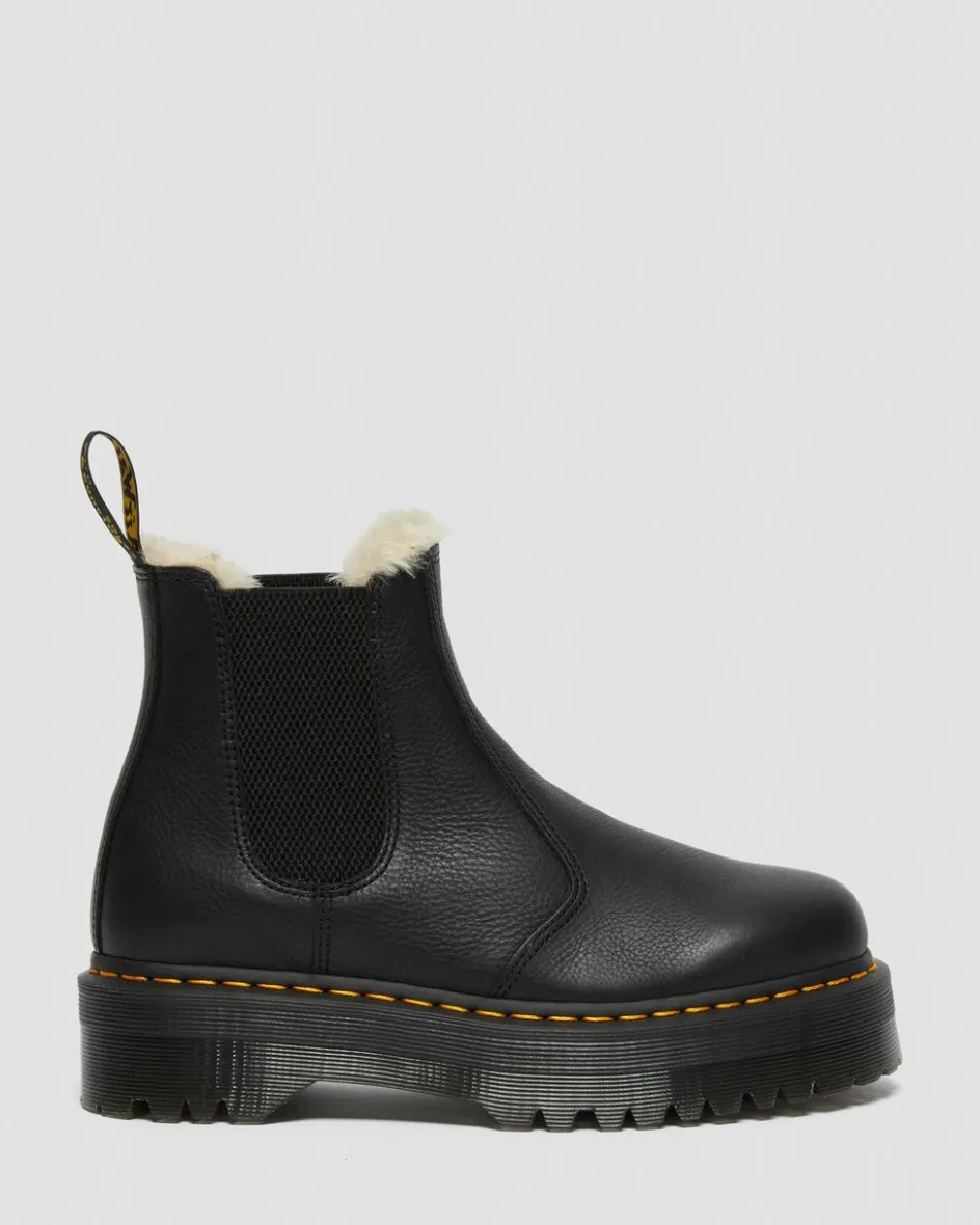 Dr. Martens Boots|Chelsea Boots*2976 Faux Fur Lined Platform Chelsea Boots in Black Black — Pisa
