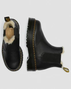 Dr. Martens Boots|Chelsea Boots*2976 Faux Fur Lined Platform Chelsea Boots in Black Black — Pisa
