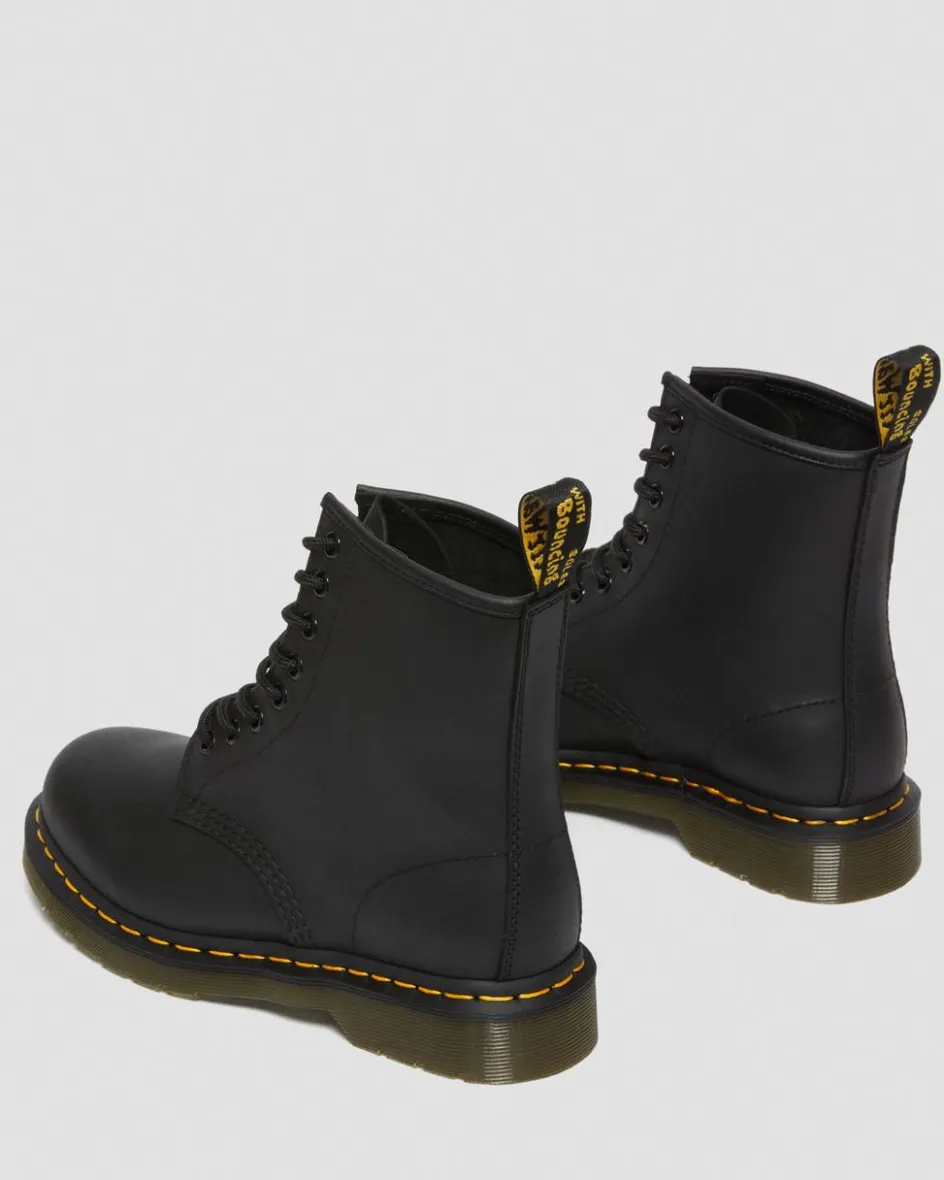 Dr. Martens Originals|Boots*1460 Greasy Leather Lace Up Boots in Black Black — Greasy