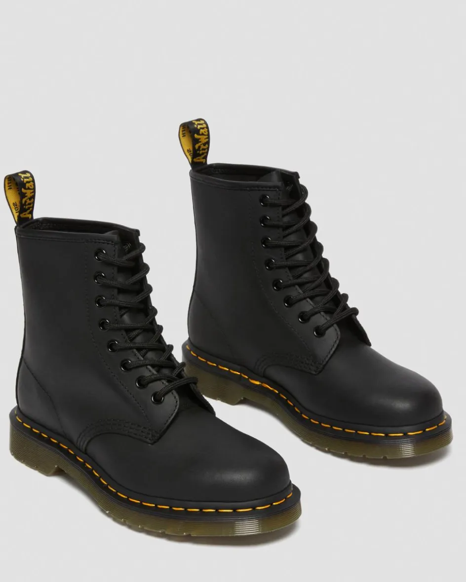 Dr. Martens Originals|Boots*1460 Greasy Leather Lace Up Boots in Black Black — Greasy
