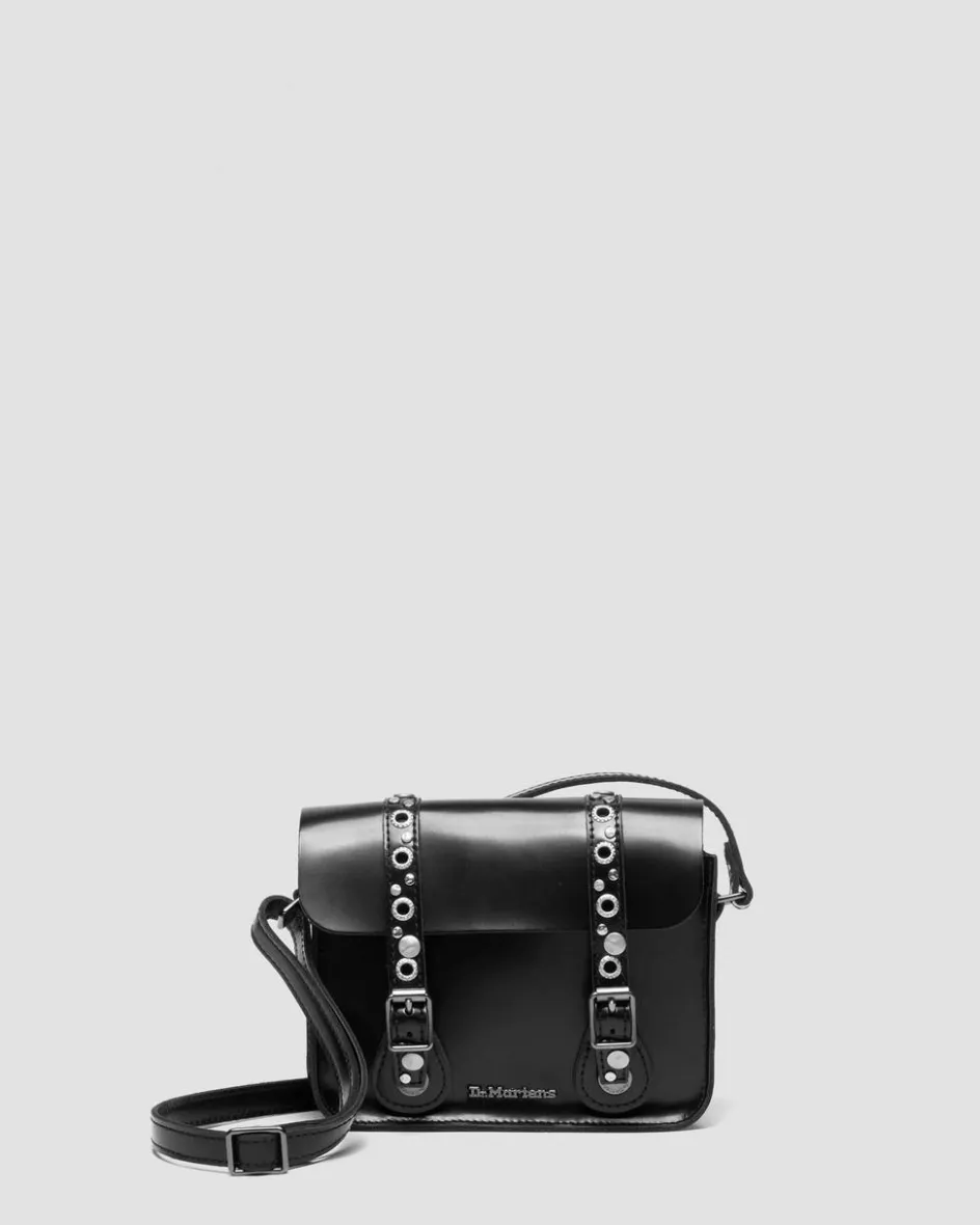 Dr. Martens Last Chance Styles|Last Chance Styles*7 Inch Studded Leather Satchel in Black Black — Polished Smooth