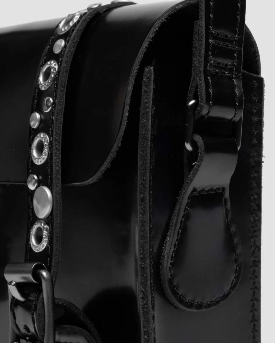 Dr. Martens Last Chance Styles|Last Chance Styles*7 Inch Studded Leather Satchel in Black Black — Polished Smooth