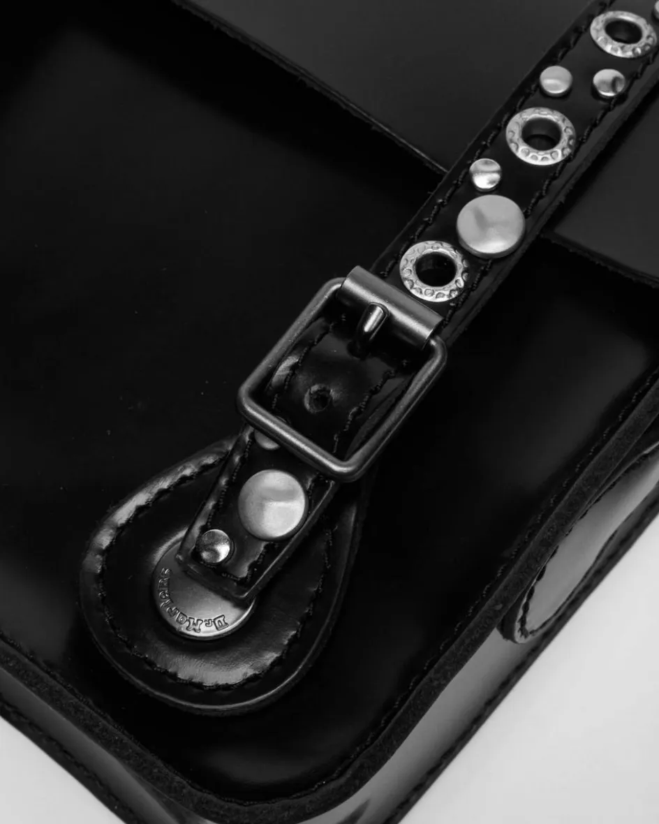 Dr. Martens Last Chance Styles|Last Chance Styles*7 Inch Studded Leather Satchel in Black Black — Polished Smooth