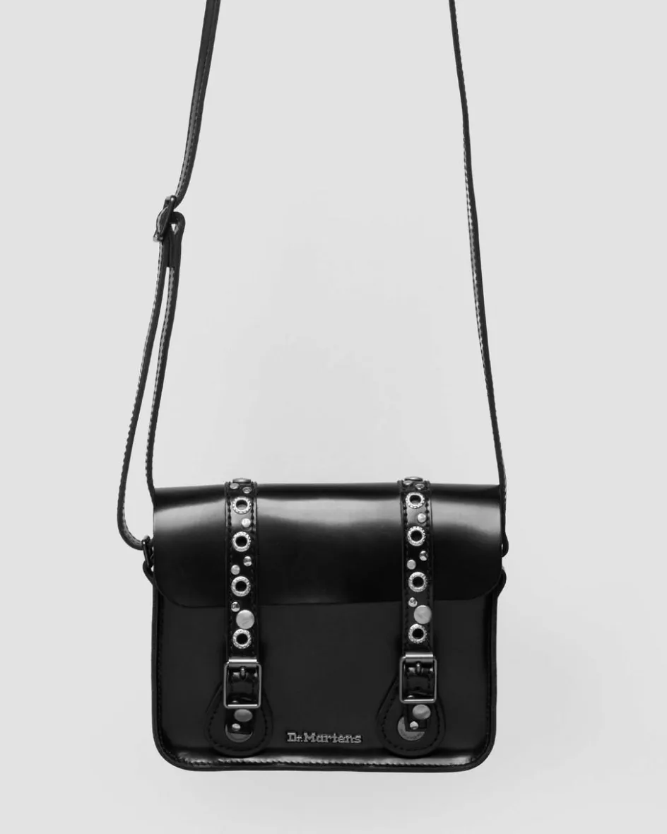 Dr. Martens Last Chance Styles|Last Chance Styles*7 Inch Studded Leather Satchel in Black Black — Polished Smooth
