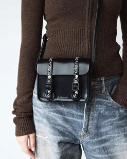 Dr. Martens Last Chance Styles|Last Chance Styles*7 Inch Studded Leather Satchel in Black Black — Polished Smooth