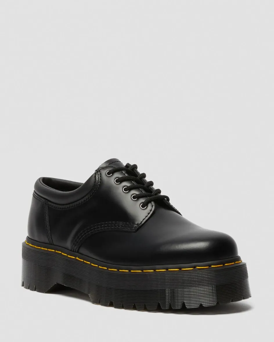 Dr. Martens Stand Tall: Platform Shoes|Shoes*8053 Leather Platform Casual Shoes in Black Black — Polished Smooth