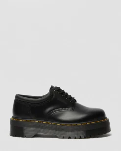 Dr. Martens Stand Tall: Platform Shoes|Shoes*8053 Leather Platform Casual Shoes in Black Black — Polished Smooth