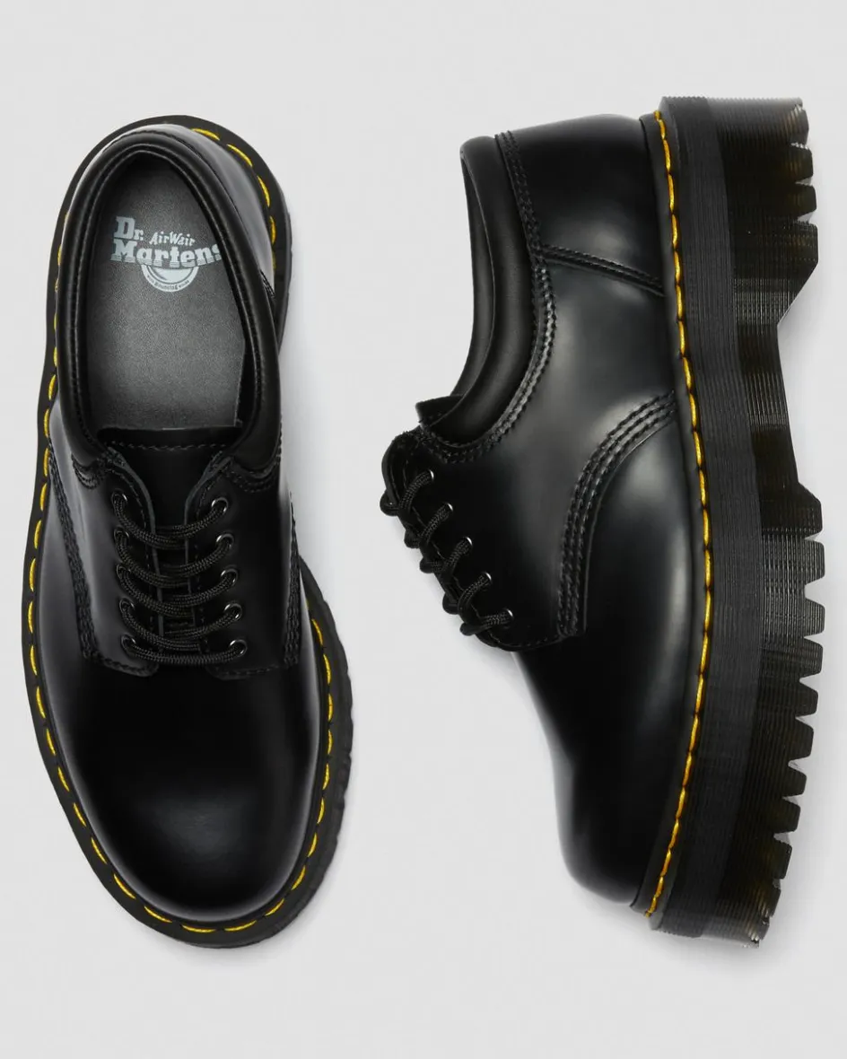 Dr. Martens Stand Tall: Platform Shoes|Shoes*8053 Leather Platform Casual Shoes in Black Black — Polished Smooth