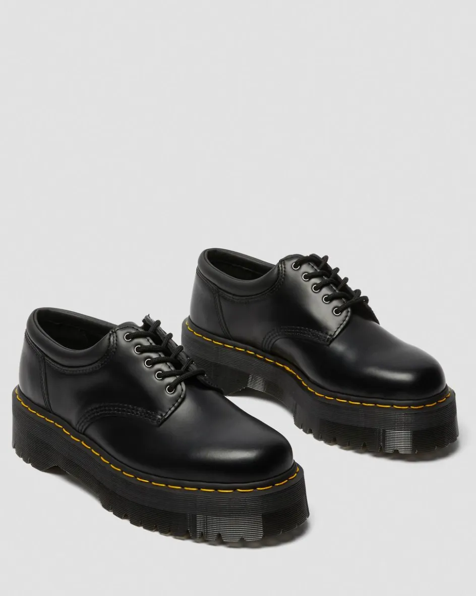 Dr. Martens Stand Tall: Platform Shoes|Shoes*8053 Leather Platform Casual Shoes in Black Black — Polished Smooth