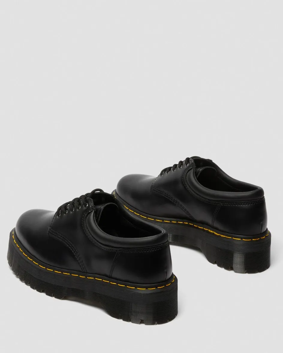 Dr. Martens Stand Tall: Platform Shoes|Shoes*8053 Leather Platform Casual Shoes in Black Black — Polished Smooth