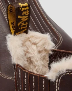 Dr. Martens Winter Boots|Brown & Tan Boots And Shoes*2976 Leonore II Faux Fur Lined Grizzly Leather Chelsea Boots in Dark Brown Dark Brown — Grizzly