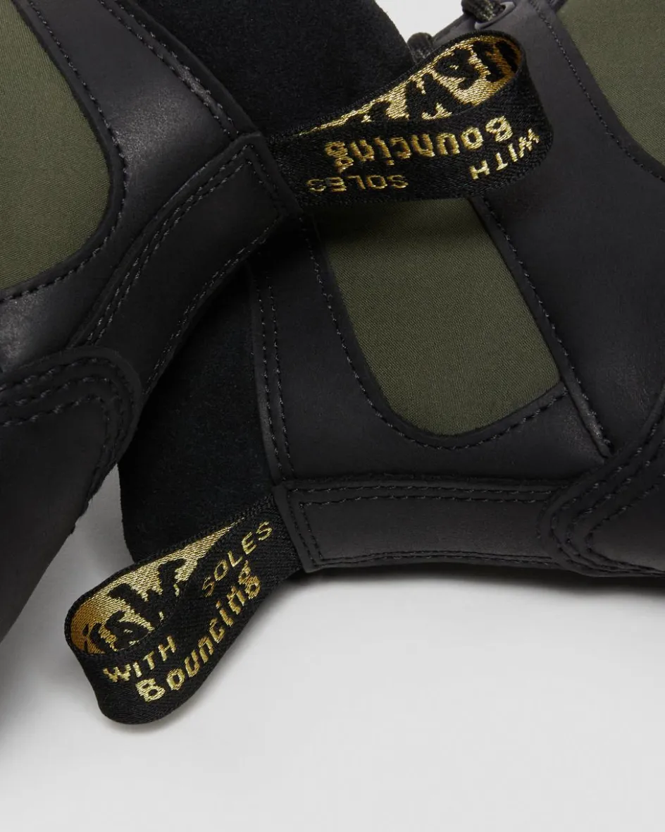 Dr. Martens Last Chance Styles|Last Chance Styles*1460 Made in England Padded Panel Lace Up Boots in Black Black+Olive — Dockyard+Ventile+E.H. Suede