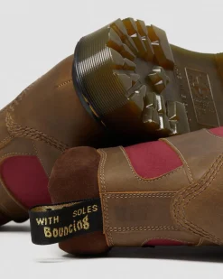 Dr. Martens Last Chance Styles|Last Chance Styles*1460 Made in England Padded Panel Lace Up Boots in Brown Brown+Oxblood — Dockyard+Ventile+E.H. Suede
