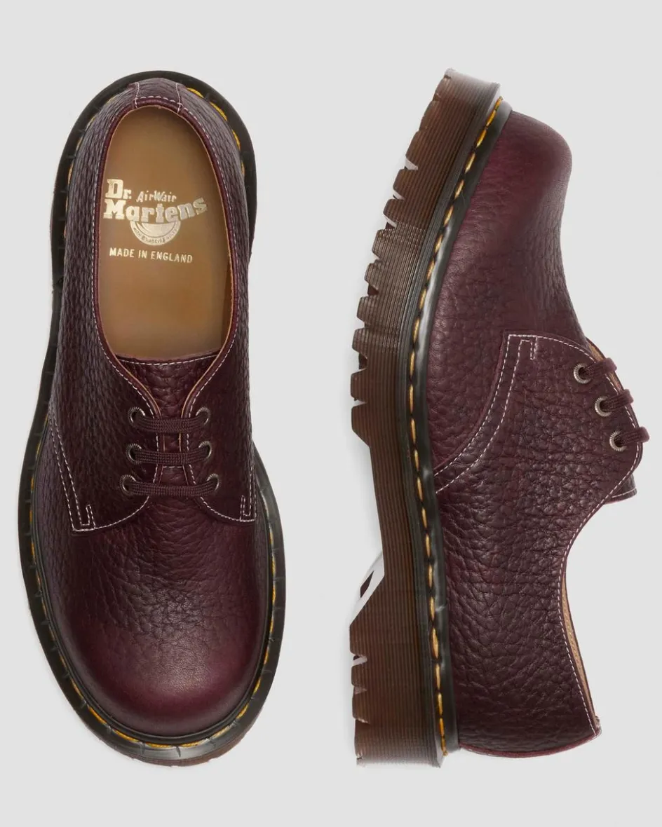 Dr. Martens Last Chance Styles|Last Chance Styles*1461 Made In England Soft Boa Embossed Leather Bump Toe Shoes in RICH BURGUNDY