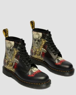 Dr. Martens New And Featured|Boots*1460 Metallica Skull Lightning in White & Multi White & Multi — Backhand+Metallica Skull Lightning Print