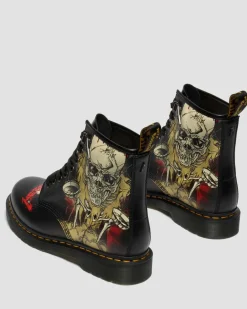 Dr. Martens New And Featured|Boots*1460 Metallica Skull Lightning in White & Multi White & Multi — Backhand+Metallica Skull Lightning Print