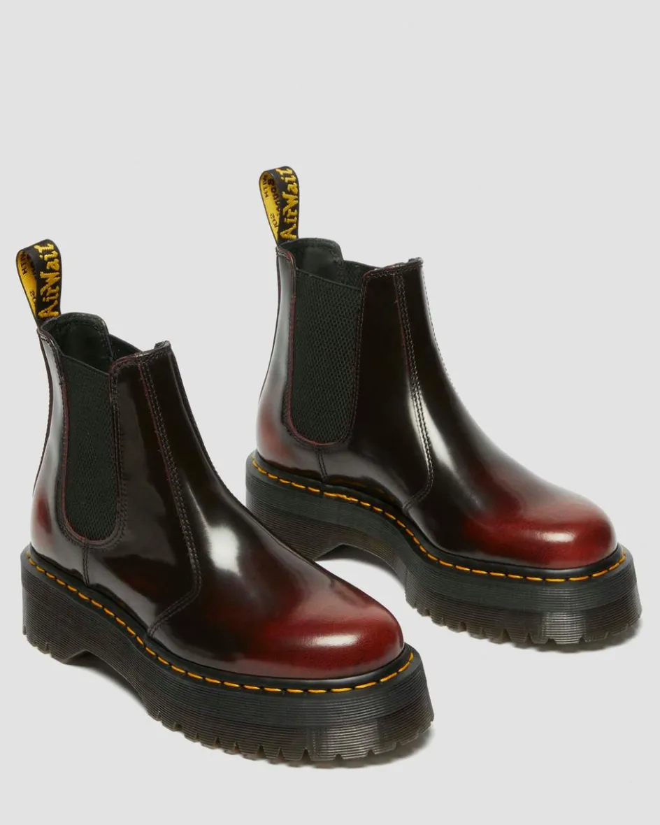 Dr. Martens Last Chance Styles*2976 Quad Arcadia Leather Platform Chelsea Boots in Cherry Red Arcadia Cherry Red Arcadia — Arcadia