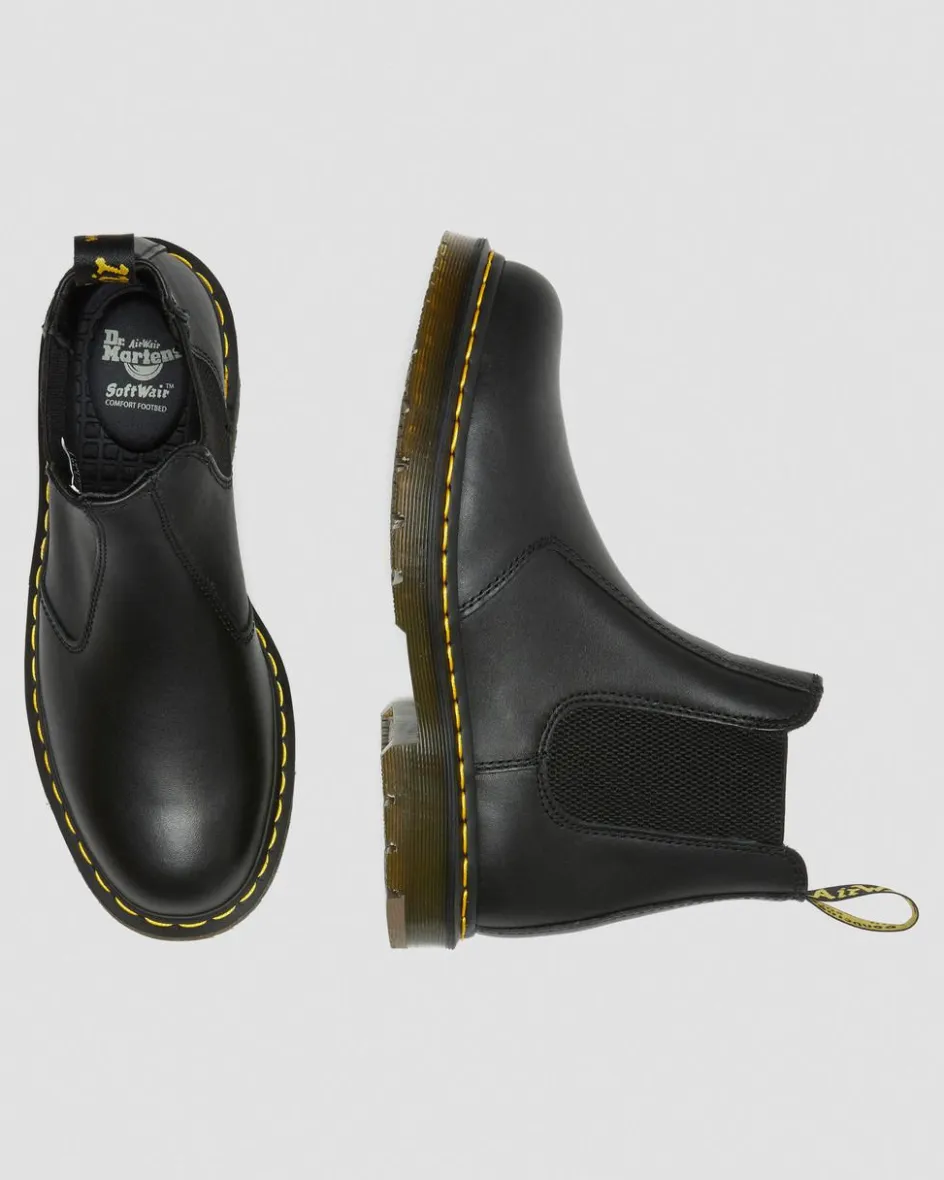 Dr. Martens Slip Resistant|Slip Resistant*2976 Slip Resistant Leather Chelsea Boots in Black Black — Industrial Full Grain
