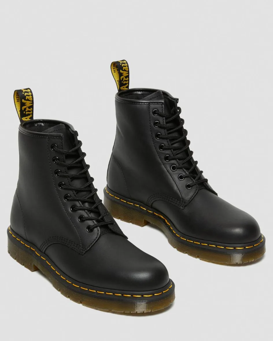 Dr. Martens Slip Resistant|Slip Resistant*1460 Slip Resistant Leather Lace Up Boots in Black Black — Industrial Full Grain