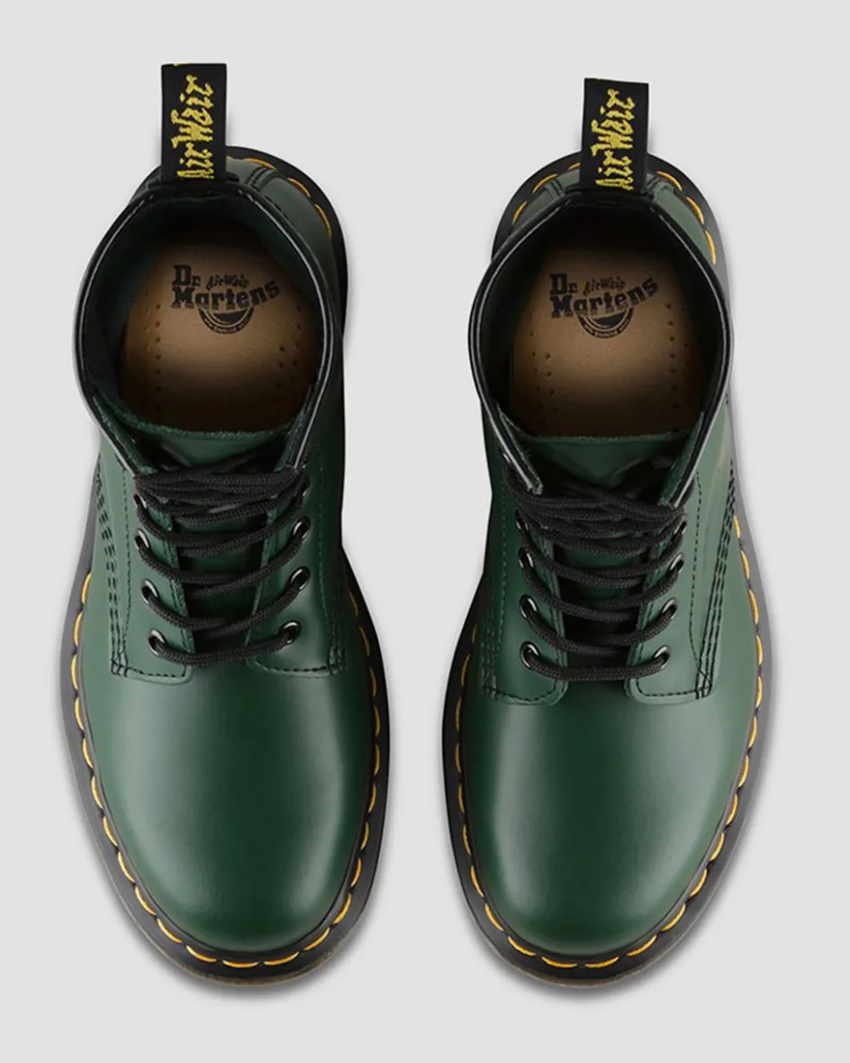Dr. Martens Originals|Boots*1460 Smooth Leather Lace Up Boots in Green Green — Smooth Leather