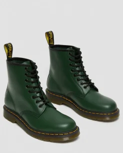 Dr. Martens Originals|Boots*1460 Smooth Leather Lace Up Boots in Green Green — Smooth Leather