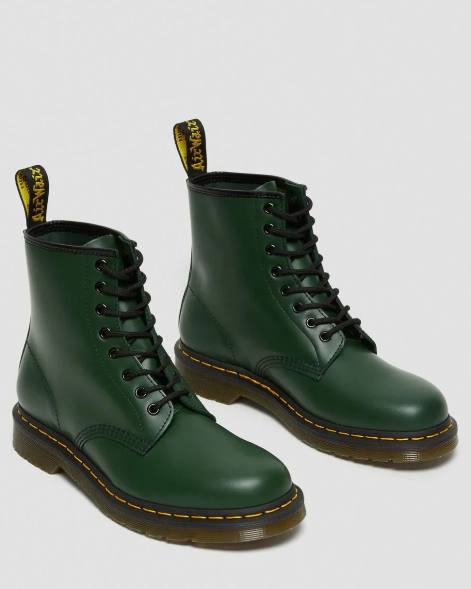 Dr. Martens Originals|Boots*1460 Smooth Leather Lace Up Boots in Green Green — Smooth Leather