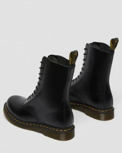 Dr. Martens Originals|Tall And Knee High Boots*1490 Smooth Leather Mid Calf Boots in Black Black — Smooth Leather